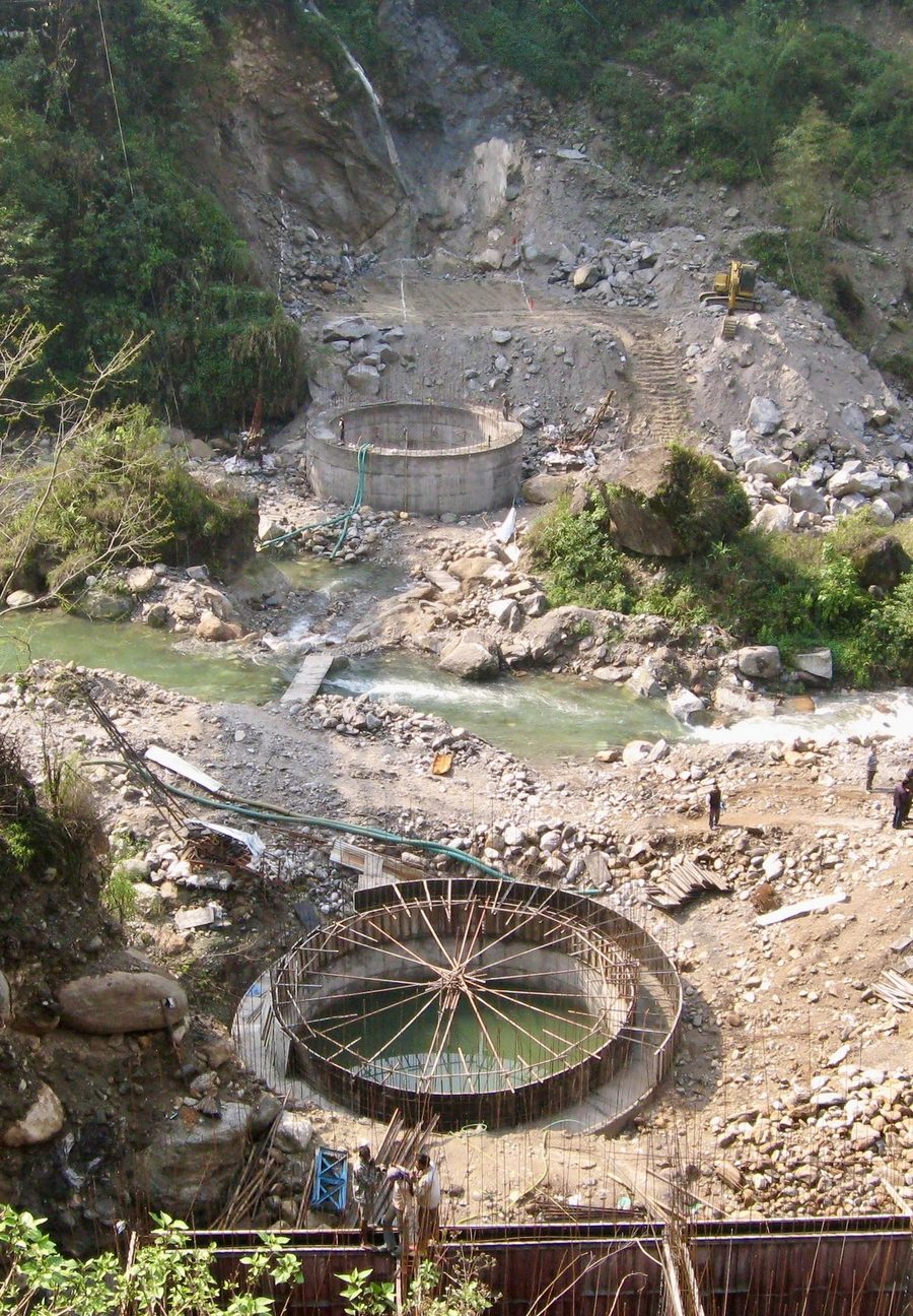 Bakcha Khola Bridge — Well foundation rebar cage construction