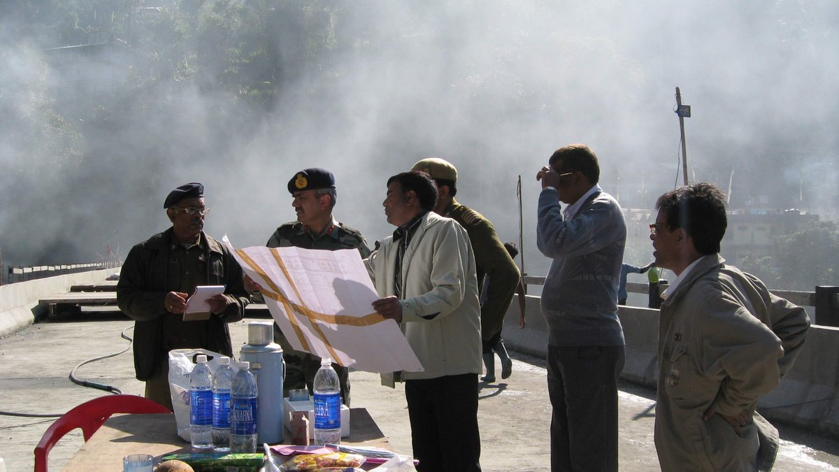 Dikchu Bridge — Site inspection with officials on bridge deck